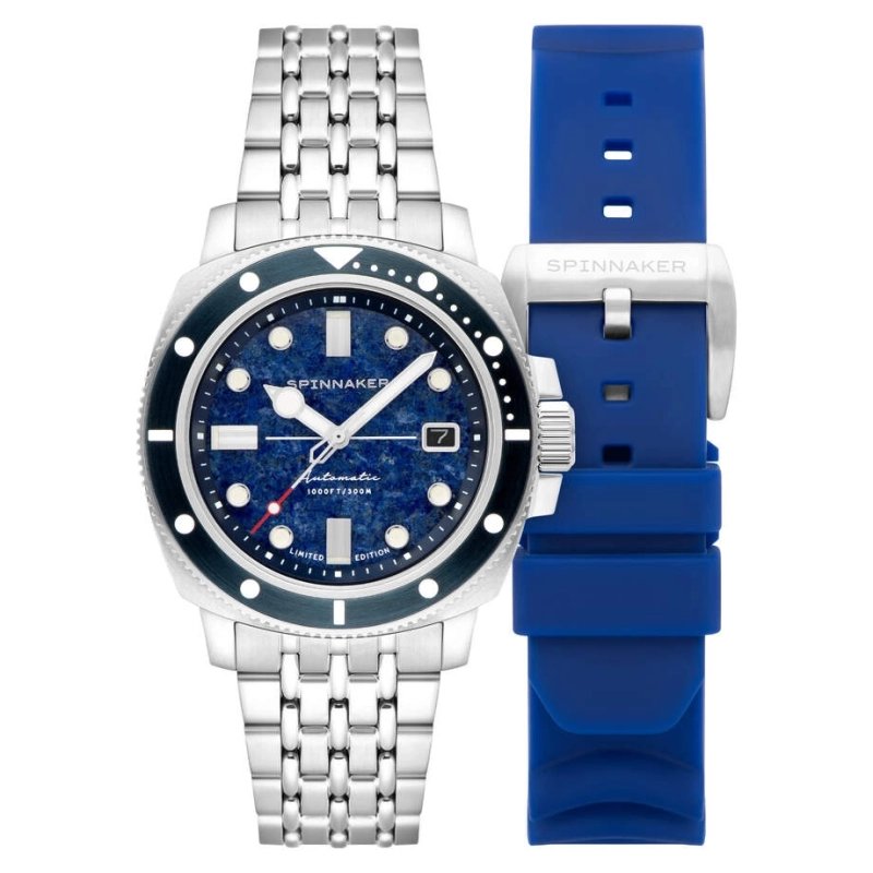 Foto 2 de este reloj de buceo para hombre en acero inoxidable azul, gris HULL COMMANDER GEMSTONE - SPINNAKER | SP-5114-55