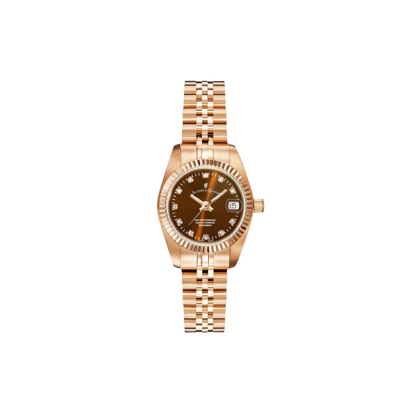 Photo de face de la Montre Suisse Femme en Acier inoxydable Marron, Rose - Inspiration - JACQUES DU MANOIR | NRO.18