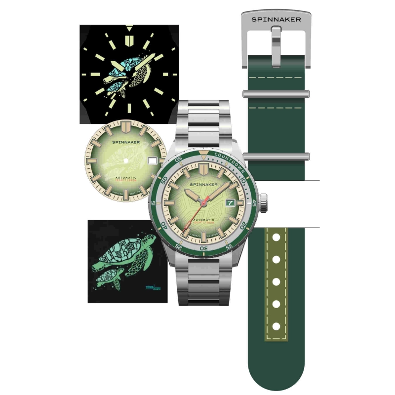 Photo de face de cette Montre de plongée Homme en Acier inoxydable Gris, Vert HASS AUTOMATIC MCS LIMITED EDITION - SPINNAKER | S