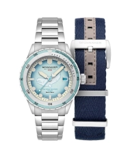 Photo de face de cette Montre Homme en Acier inoxydable Bleu, Gris HASS AUTOMATIC WHALE SANCTUARY - SPINNAKER | SP-5128-11