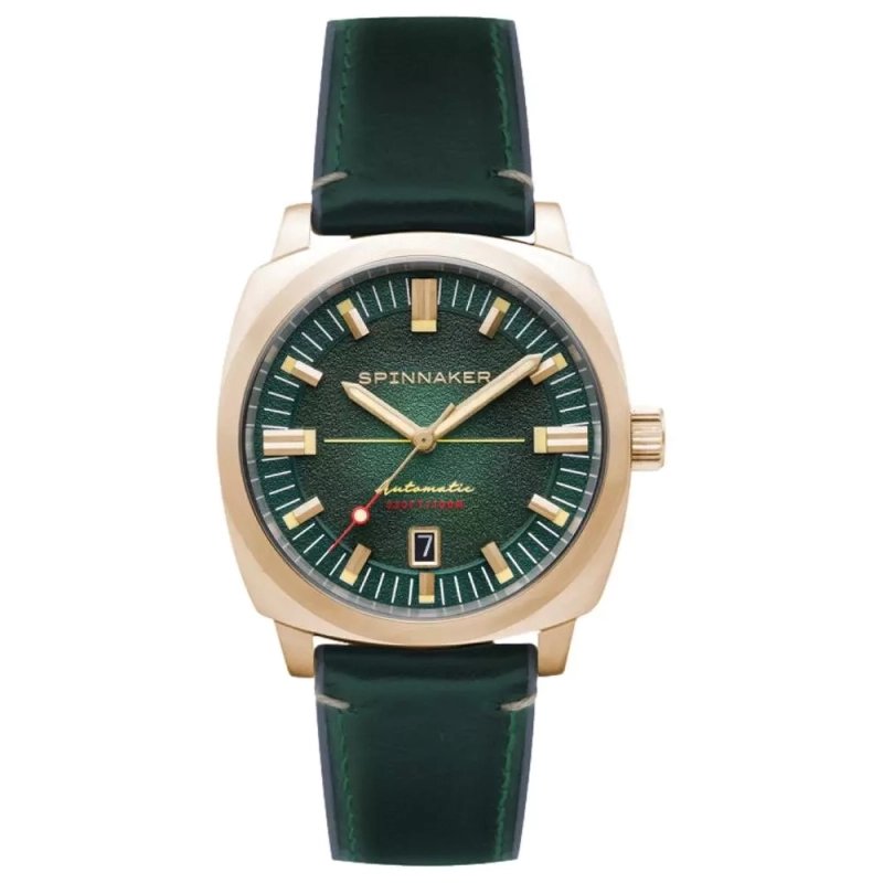 Photo de face de cette Montre Homme en Acier inoxydable, Acier poli, Acier satiné Jaune, Vert HULL CASCARA - SPINNAKER | SP-5113