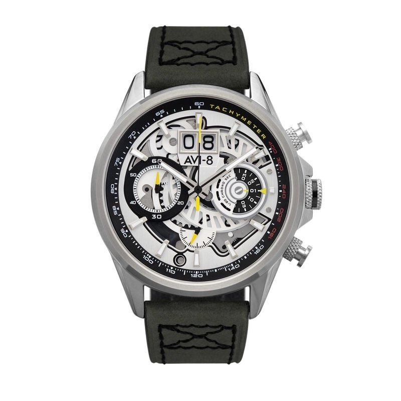 Photo de face de cette Montre Homme en Acier inoxydable Gris, Vert HAWKER HARRIER II - AVI-8 | AV-4065-01