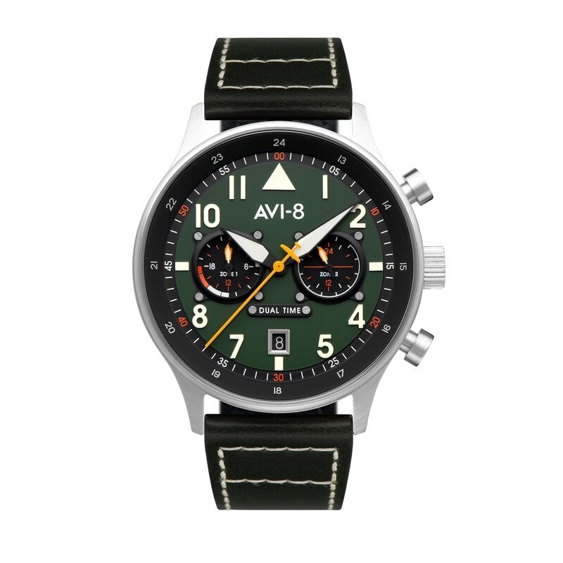 Front photo of this Black, Green Stainless Steel HAWKER HURRICANE Men's Watch - AVI-8 | AV-4088-02