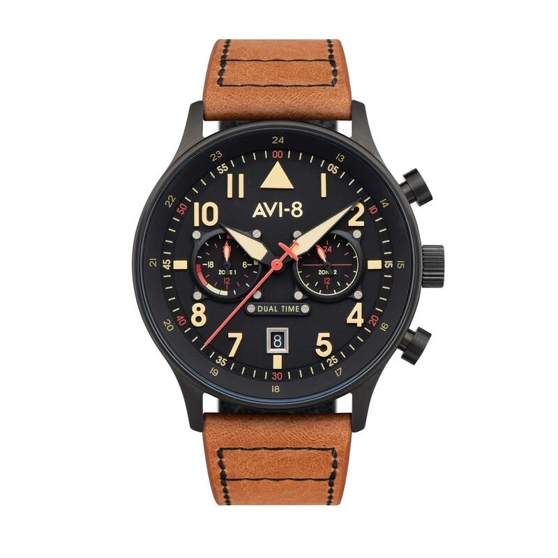 Front photo of this HAWKER HURRICANE Men's Watch in Brown, Black Stainless Steel - AVI-8 | AV-4088-03