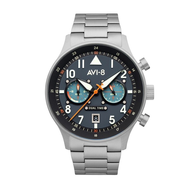 Photo de face de cette Montre Homme en Acier inoxydable Gris HAWKER HURRICANE - AVI-8 | AV-4088-22