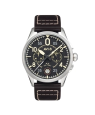 Foto frontal de este reloj para hombre SPITFIRE de acero inoxidable negro - AVI-8 | AV-4089-01