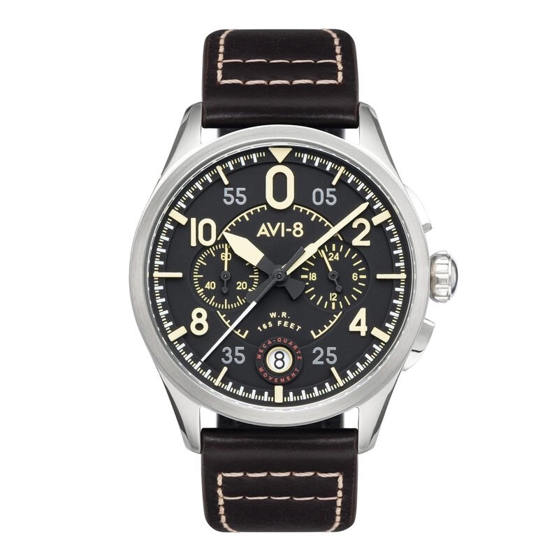 Photo de face de cette Montre Homme en Acier inoxydable Noir SPITFIRE - AVI-8 | AV-4089-01