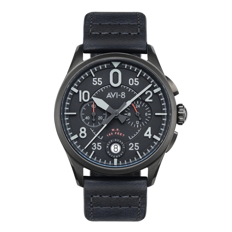 Photo de face de cette Montre Homme en Acier inoxydable Noir SPITFIRE - AVI-8 | AV-4089-03