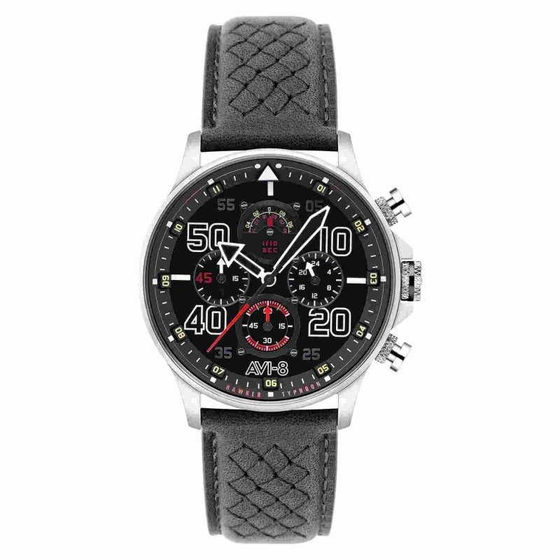 Photo de face de cette Montre Homme en Acier inoxydable Gris, Noir Hawker Typhoon - AVI-8 | AV-4093-05