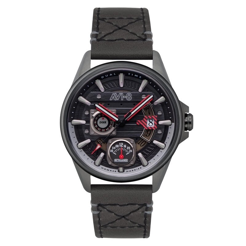 Photo de face de cette Montre Homme en Acier gun Gris, Noir Hawker Harrier - AVI-8 | AV-4098-04