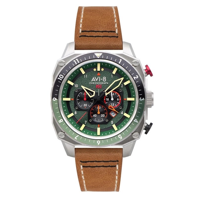 Front photo of this Hawker Hunter Grey, Brown Stainless Steel Men's Watch - AVI-8 | AV-4100-01