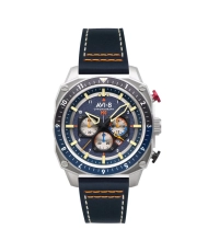 Foto frontal de este reloj para hombre Hawker Hunter de acero inoxidable azul - AVI-8 | AV-4100-02