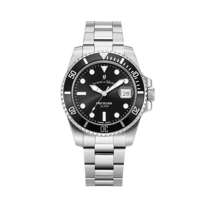 Photo de face de la Montre Suisse Homme en Acier Inoxydable Noir, Gris - PRO SCUBA 43 - JWG02801