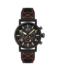 Foto frontal de este reloj para hombre de acero inoxidable negro con cronógrafo Dambuster - AVI-8 | AV-4107-01