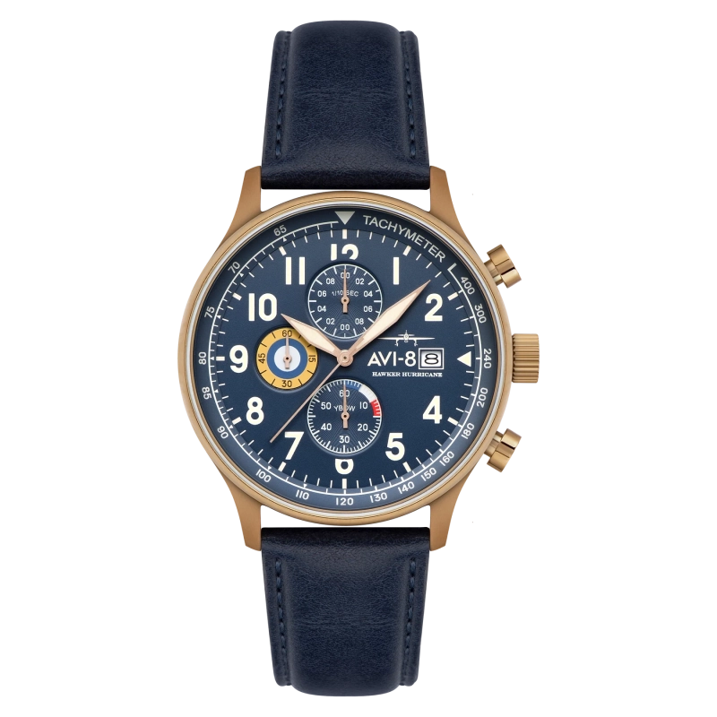 Photo de face de cette Montre Homme en Acier inoxydable Bleu Régent Hawker Hurricane - AVI-8 | AV-4011-0Q