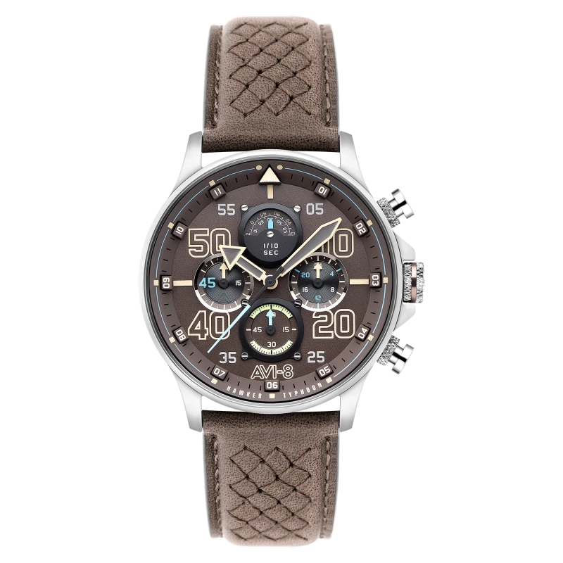 Photo de face de cette Montre Homme en Acier inoxydable Gris, Marron Hawker Typhoon - AVI-8 | AV-4093-06