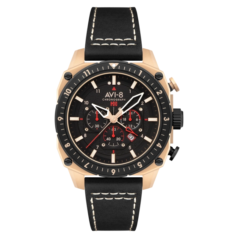 Photo de face de cette Montre Homme en Acier inoxydable Noir Hawker Hunter - AVI-8 | AV-4100-06