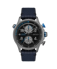 Vorderes Foto dieser HAWKER HUNTER Herrenuhr aus gunblauem, grauem Stahl – AVI-8 | AV-4080-02