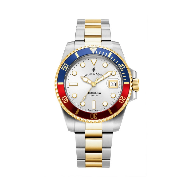 Front photo of the Swiss Men's Watch in Stainless Steel Blue, Red, Gold, Grey - PRO SCUBA 43 - JWG02805