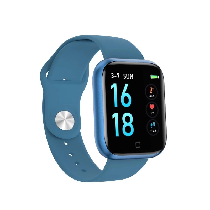 Front photo of this inexpensive connected watch for women in Blue Metal - WELLNESS - SMARTY 2.0 - SW013G