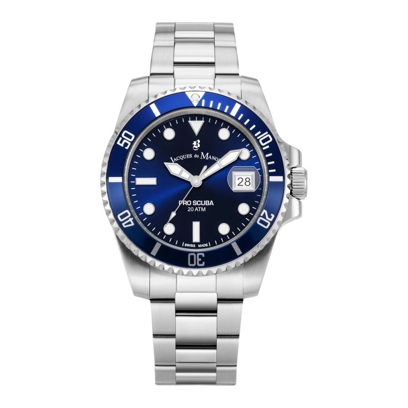 Front photo of the Swiss Men's Watch in Stainless Steel Grey, Blue, Black - PRO SCUBA 40 - JWG02703