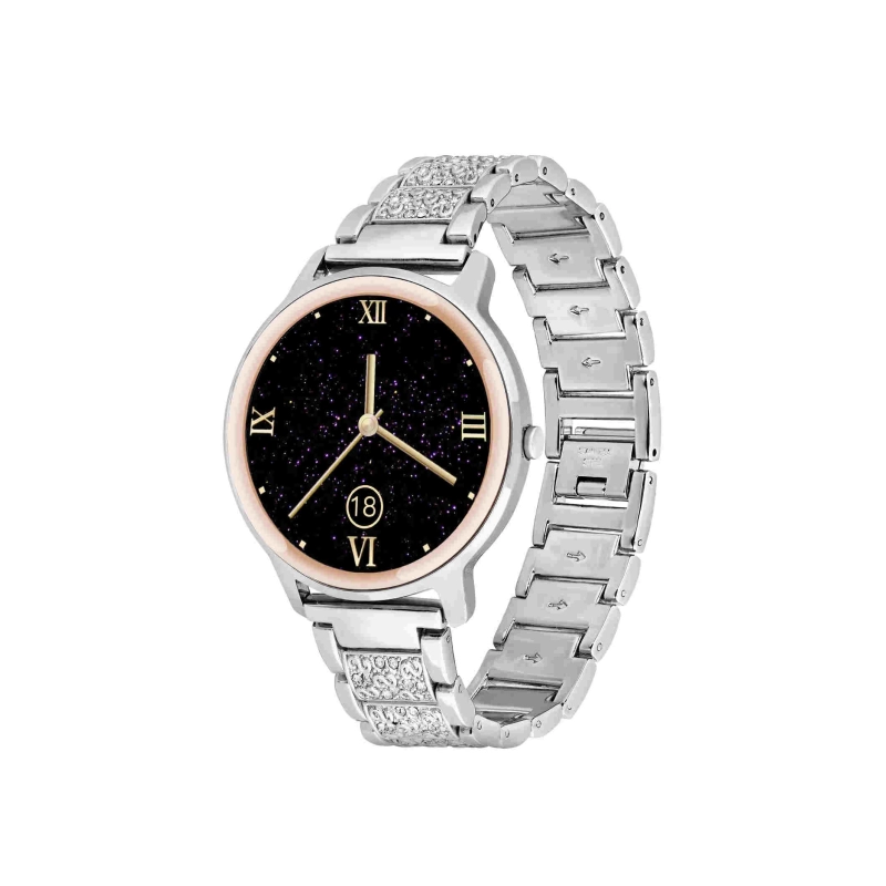 Front photo of this Elegant Silver Metal Women's Smartwatch - ELEGANCE - SMARTY 2.0 - SW018E