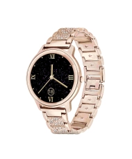 Foto frontal de este elegante reloj conectado para mujer en metal dorado rosa - ELEGANCE - SMARTY 2.0 - SW018G