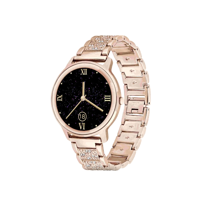 Photo de face de cette Montre connectée Femme élégante en Métal Doré rose - ÉLÉGANCE - SMARTY 2.0 - SW018G