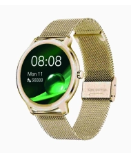 Foto von der Vorderseite dieser eleganten Connected-Uhr für Damen und Herren aus Goldmetall – ELEGANCE – SMARTY 2.0 – SW018H