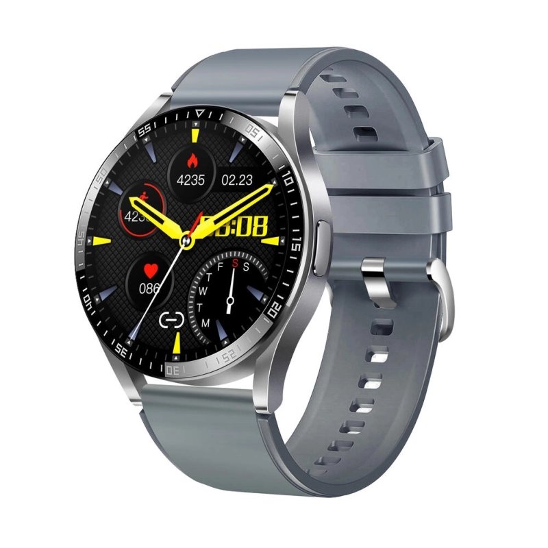 Foto frontal de este reloj conectado para correr para mujer en aleación plateada, gris - RACE - SMARTY 2.0 - SW019E