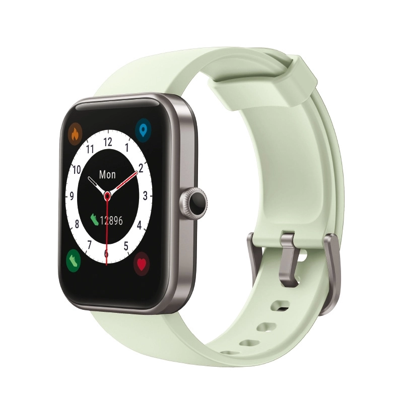 Front photo of this Women's Smartwatch for Sports in Aluminum, Alloy Gray, Light Green - ALEXA - SMARTY 2.0 - SW029C