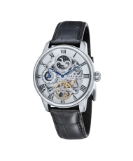 Front photo of this Men's Skeleton Watch in Stainless Steel Grey, Black - Longitude - EARNSHAW | ES-8006-01