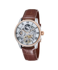 Front photo of this Men's Skeleton Watch in Stainless Steel Grey, Brown - Longitude - EARNSHAW | ES-8006-03