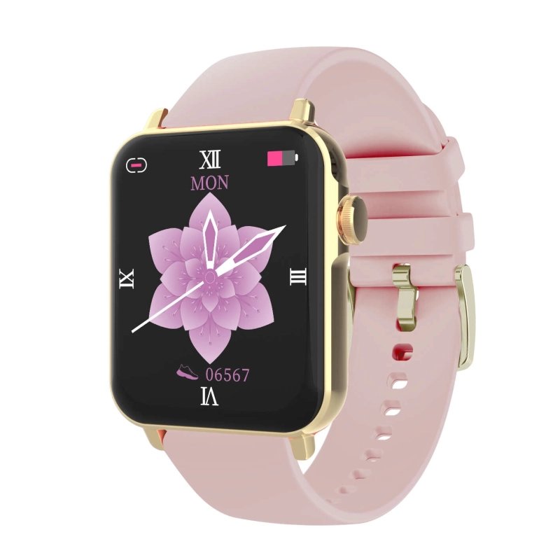 Foto frontal de este económico reloj conectado para mujer en metal dorado, rosa - LEVEL - SMARTY 2.0 - SW035F05