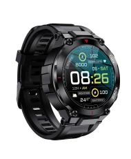 Foto von der Vorderseite dieser GPS Connected-Herrenuhr aus schwarzem Metall – PULL UP – SMARTY 2.0 – SW059A