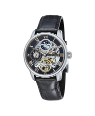 Foto frontal de este reloj esqueleto para hombre en acero inoxidable negro - Longitud - EARNSHAW | ES-8006-04