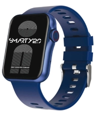 Vorderes Foto dieser Women's Health Connected Watch aus schwarzem Metall, Blau – STANDING – SMARTY 2.0 – SW022C