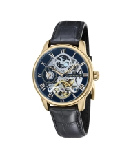 Photo de face de cette Montre Squelette Homme en Acier inoxydable, Acier PVD or jaune Jaune, Noir - Longitude - EARNSHAW | ES-80