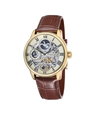 Photo de face de cette Montre Squelette Homme en Acier inoxydable Jaune, Marron - Longitude - EARNSHAW | ES-8006-06