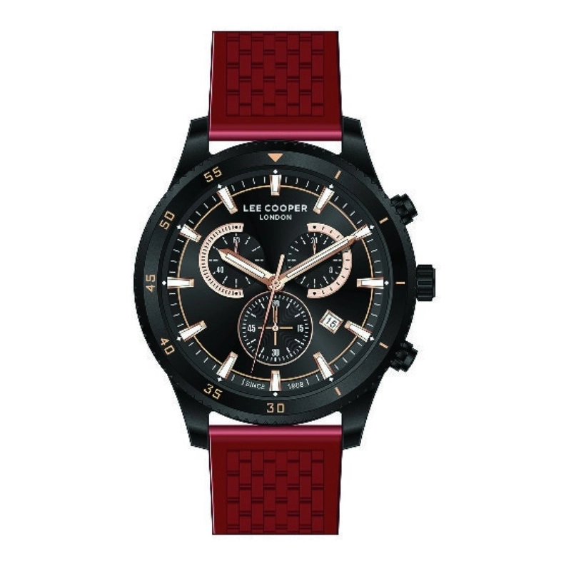 Montre Quartz pas cher pour Homme en Métal, Silicone, de couleur Noir, Rouge - Lee Cooper London - LC07373.658