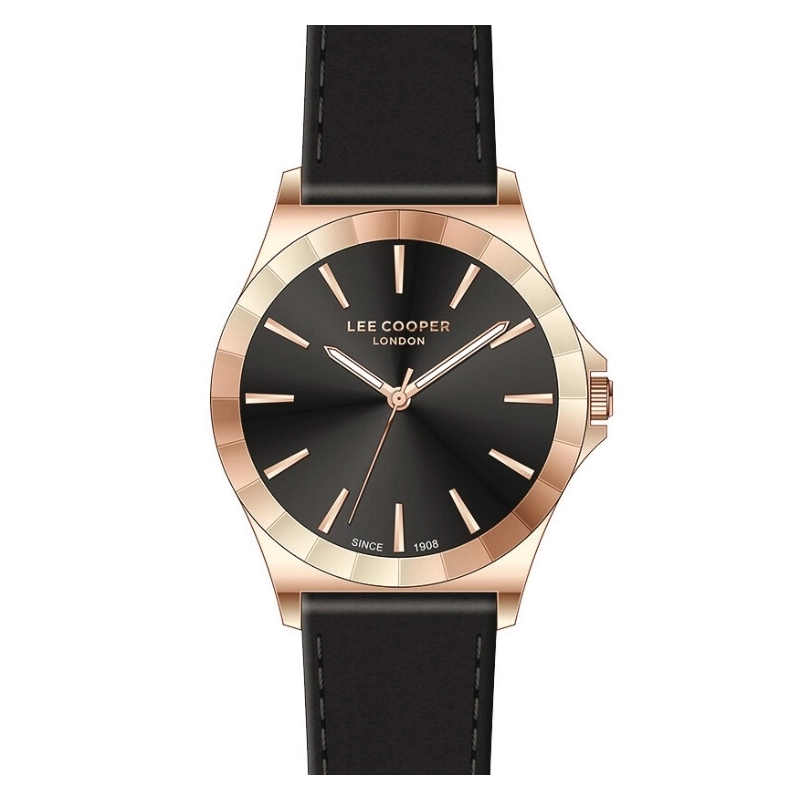 Montre Quartz pas cher pour Femme en Métal, Cuir, de couleur Doré Rose, Noir - Lee Cooper London - LC07347.451