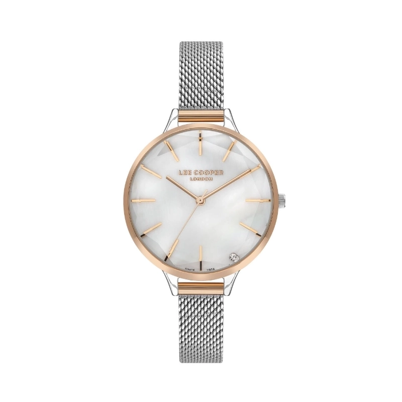 Reloj de Cuarzo Económico para Mujer en Metal, malla milanesa de acero, en color Plata, Oro Rosa, Rosa - Lee Cooper London - LC