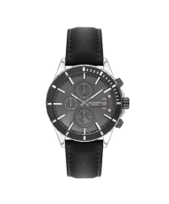 Reloj de Cuarzo Barato para Hombre en Metal, Piel, Plata, Negro, Negro - Lee Cooper London - LC07530.351