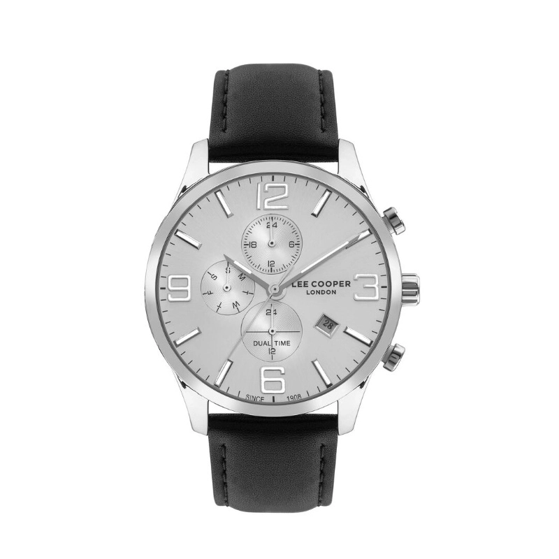 Montre Quartz pas cher pour Homme en Métal, Cuir, de couleur Argenté, Noir - Lee Cooper London - LC07713.331