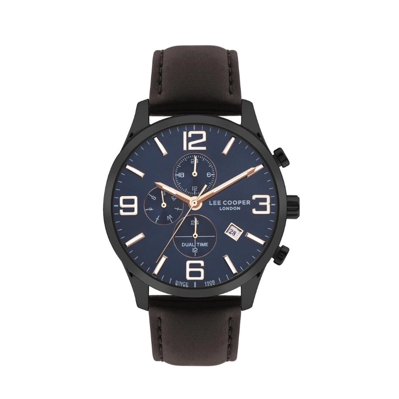 Montre Quartz pas cher pour Homme en Métal, Cuir, de couleur Noir, Marron - Lee Cooper London - LC07713.692