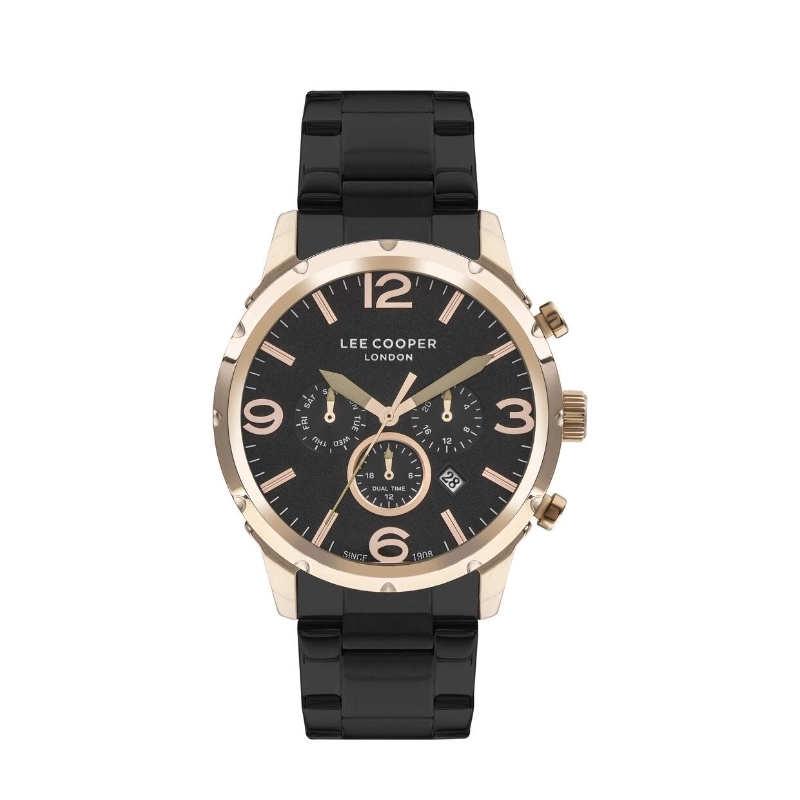 Reloj de Cuarzo Barato para Hombre en color Metal, Oro Rosa, Negro - Lee Cooper London - LC07672.450