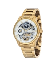 Photo de face de cette Montre Squelette Homme en Placage ionique Blanc, Jaune - LONGITUDE - EARNSHAW | ES-8006-22