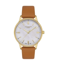 Reloj de Cuarzo Barato para Mujer en Metal, Piel, color Dorado, Camel - Lee Cooper London - LC07150.135