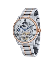 Photo de face de cette Montre Squelette Homme en Acier inoxydable Gris, Rose - Longitude - EARNSHAW | ES-8006-33