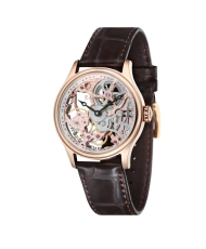 Foto frontal de este reloj esqueleto para hombre en acero inoxidable, PVD marrón rosa, rosa - Bauer - EARNSHAW | ES-8049-03